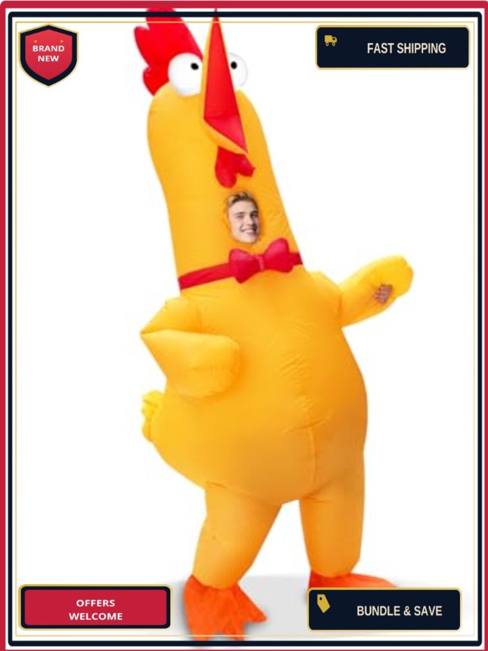 Inflatable Screaming Chicken Costume Adult Full Body Blow Up Halloween